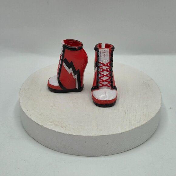 Monster High Doll Ghoulia Yelps Tennis Shoes Red & White Wedge Heels Replacement - Picture 3 of 4